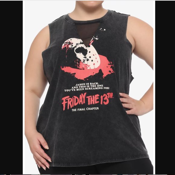 Hot Topic Tops - Hot Topic Friday the 13th Mesh Insert Tank Top 1X
